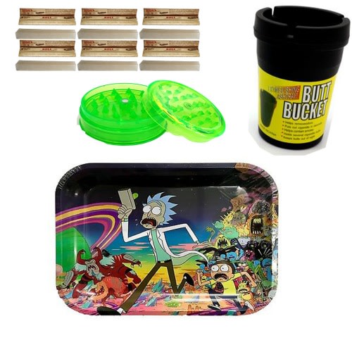 Rolling Tray, Car Ashtray, 1 Plastic Crusher, 6 Booklets Of Roll Blunt