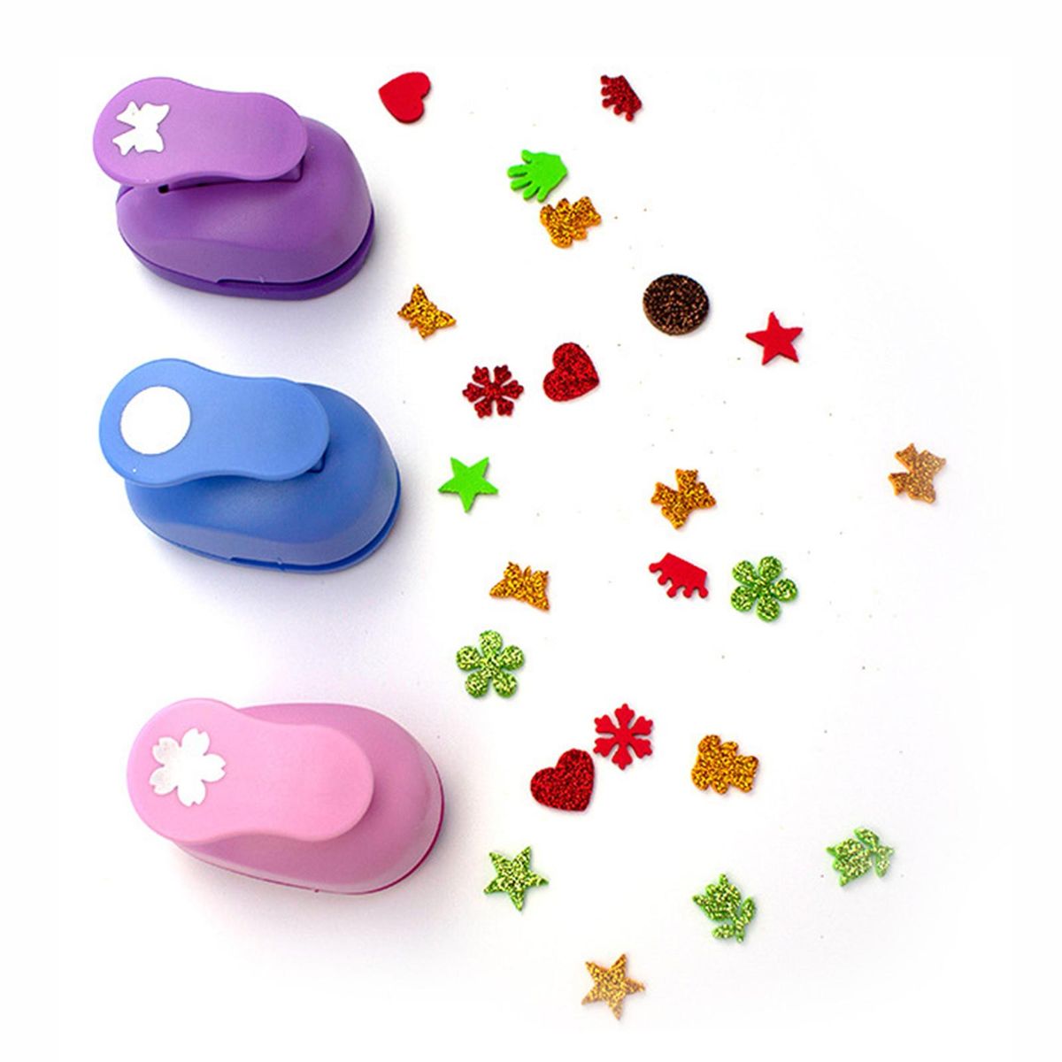 Came punched embossing device 3-piece set children's handmade DIY embossing paper-cutting embossing device for cross-border e-commerce Random colors and patterns