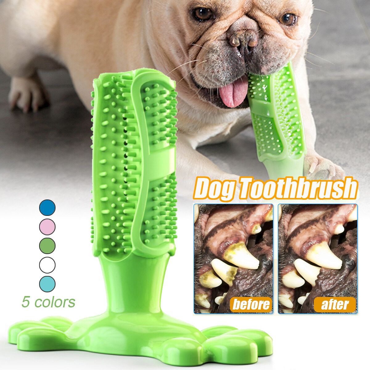 Dog Toothbrush Tooth Cleaner Brushing Stick Doggy Puppy Dental Care Chew Toys Green [Size:L] [Green]