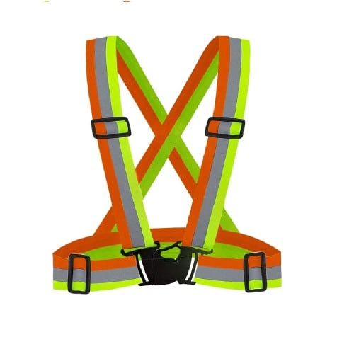 Adjustable Reflective Belt/Strap/Elastic Vest - Orange & Green - ADV