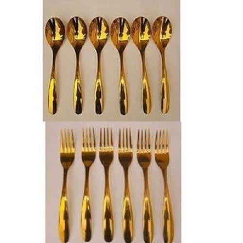 Spoon And Fork - Gold - 12 Pieces