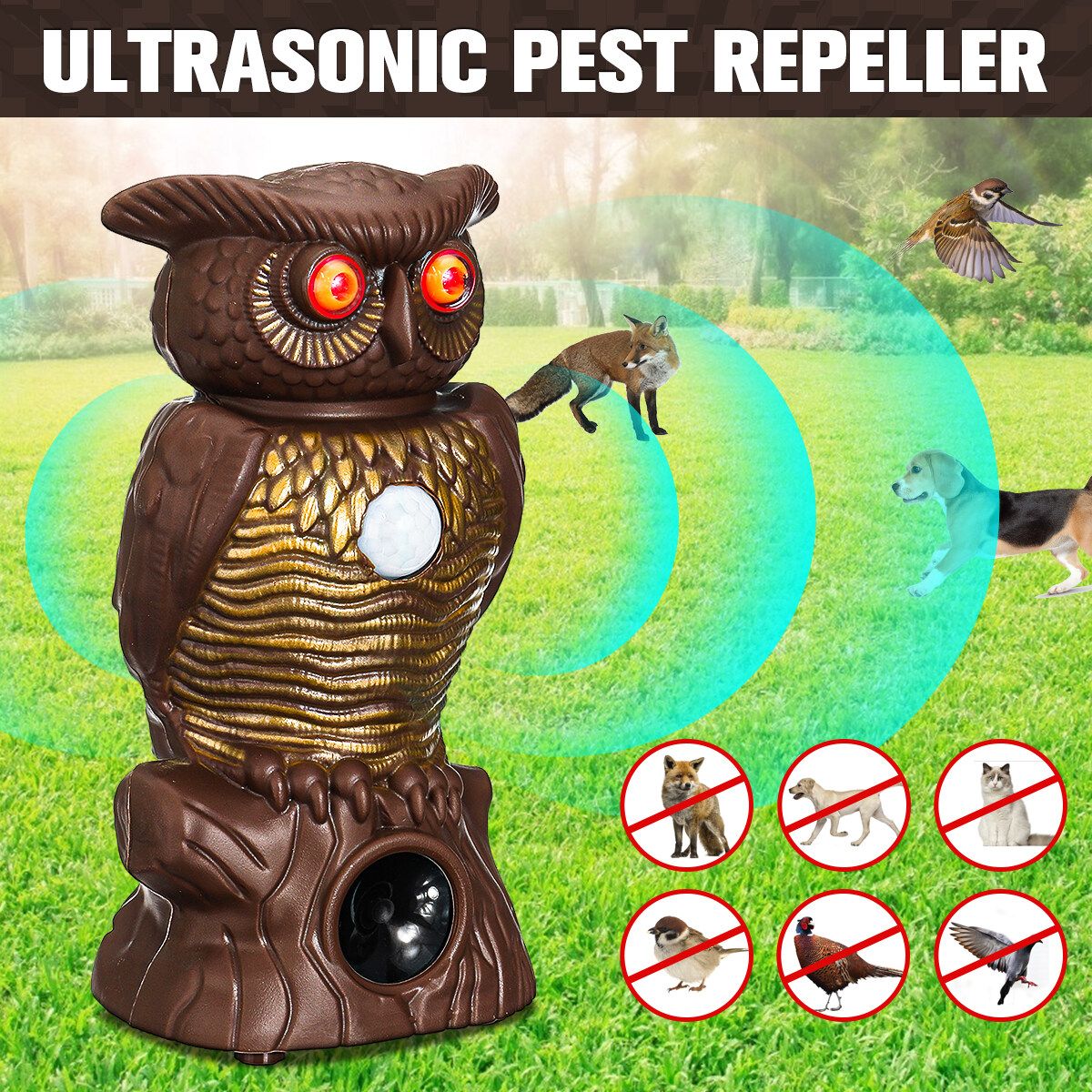 Outdoor Ultrasonic Pest Repellers Garden Animal Repellent Bird Scarer PIR Sensor Best Pest Controller To Bugs Insects Mice Ants Mosquitoes Spiders Rodents And Roach