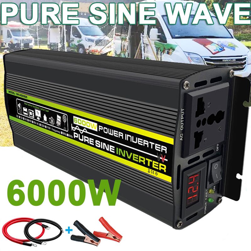 6000W Pure Sine Wave Power Inverter Car Inverter Universal Socket 12V To 220V Power Converter For Car Home Outdoor-24v To 220v 50hz