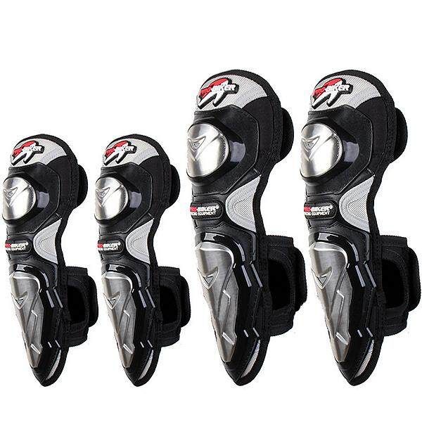 HX-P19 Motorcycle Stainless Armor Racing Protective Elbow Knee Pads Black (black)