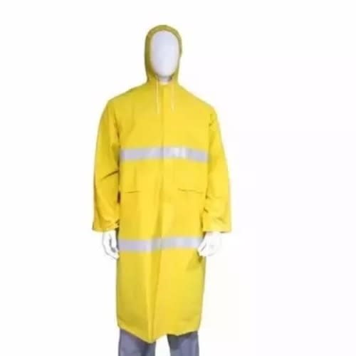 Long Rain Coat With Reflator - Yellow