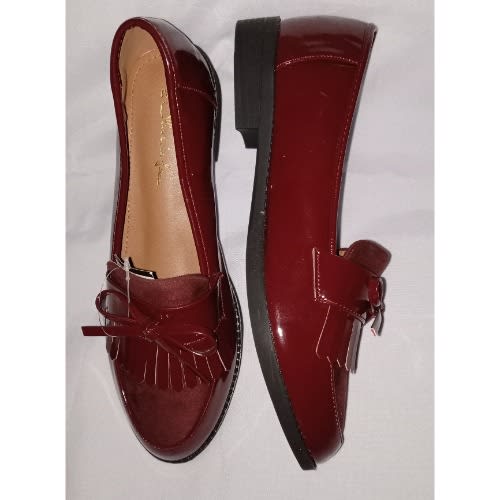Ladies Office Flat Shoe With Italian Sole - Wine