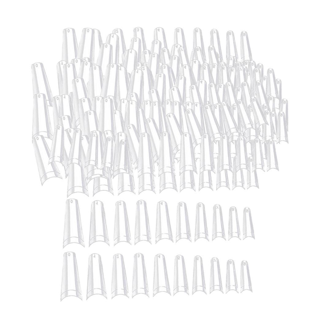 500pc  Acrylic Nail Tips - French Nail Tip C Curve Half Cover Clear
