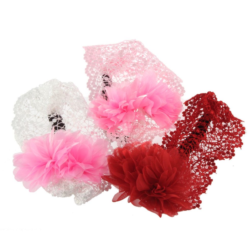 New Baby Girl Toddler Lace Headband Hair Bow Accessories 3 Colors Headwear