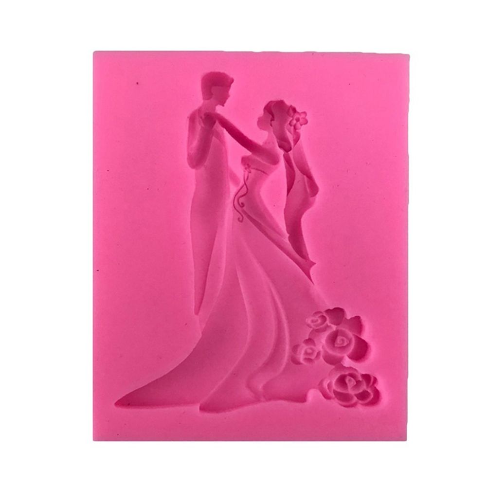 Bride Groom Wedding Silicone Mold Fondant Cake-Pink