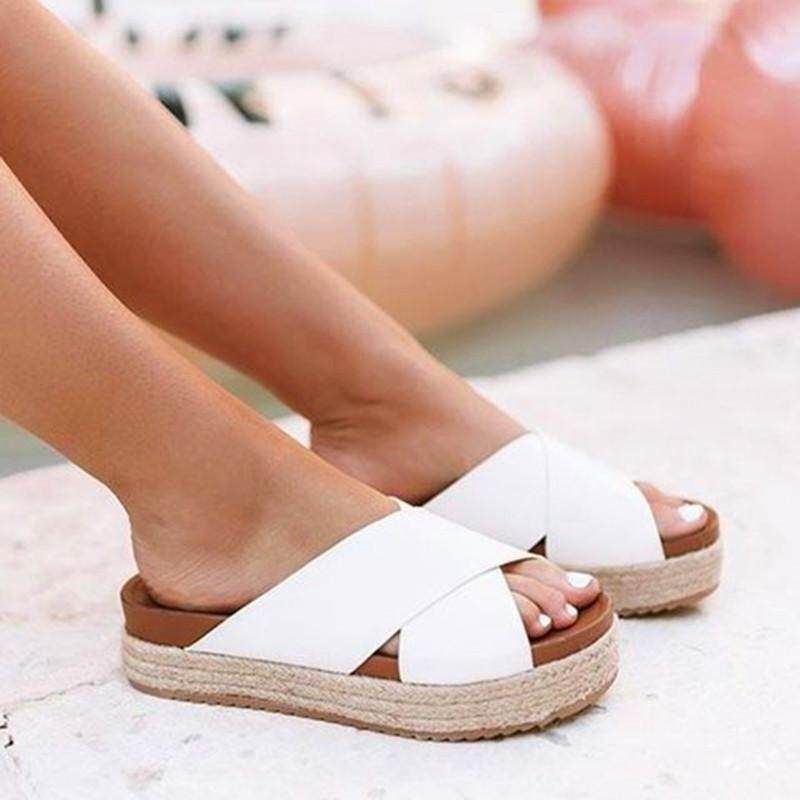 Women Platform Shoes Summer Wedge Sandals White US12 EU43