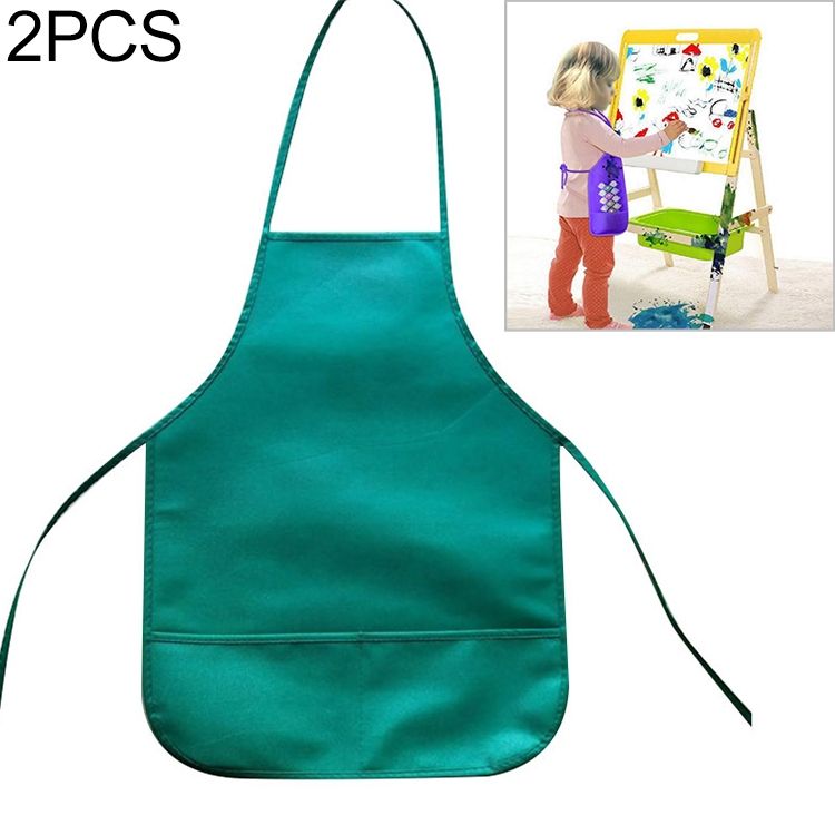 2 PCS  Non-woven Apron Home Painting Clothes For Children(Green)
