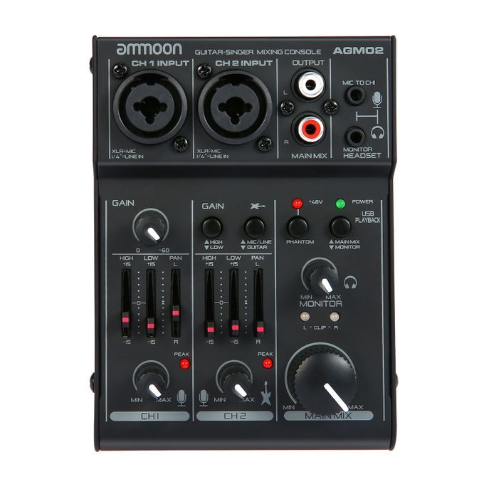 Ammoon AGM02 Mini 2-Channel Sound Card Mixing Console