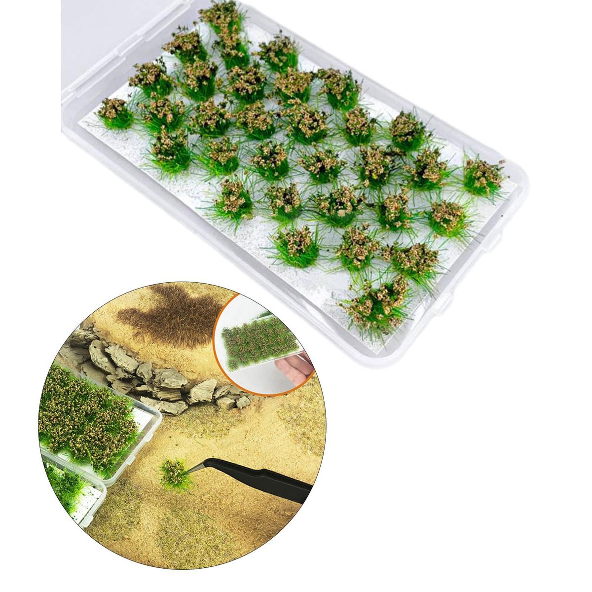 Cluster Grass Tufts Bushy Static Scenery Model 32 Strains Hay Green