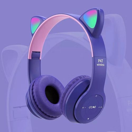 Cat Ear Bluetooth Earphones Wireless Head-Mounted Sports Headphones Stereo Bass With Microphones