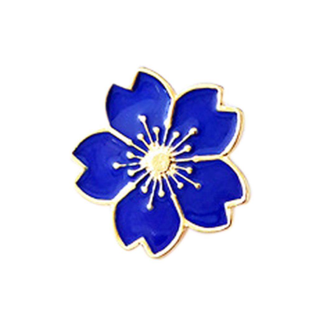 Flower Metal Brooch Pin Women Sweater Shirt-Blue