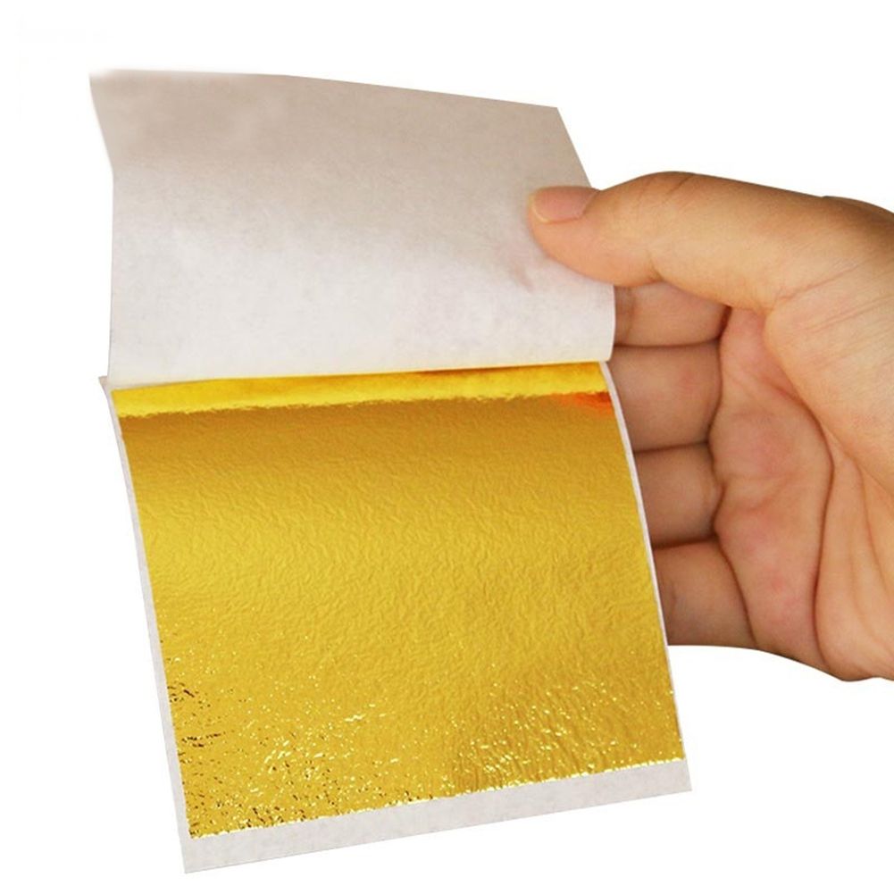 95Pcs 9x9cm Leaf Foil Paper Gilding Art Craft Design-Golden