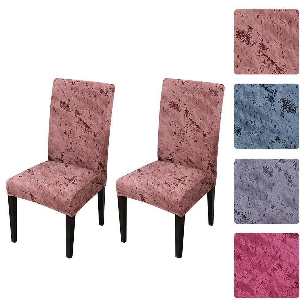 2pcs Printed Chair Cover Soft Milk Silk Home Seat Protector Stretch Anti Dust Brick Red