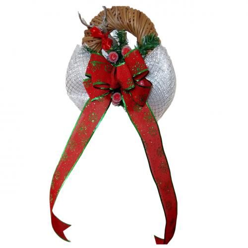 Wreath, Handmade 10" Rattan Wreath With Bow (small)