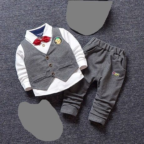 Alex Baby Boy Birthday 4psc Set Suit With Waistcoat - Gray