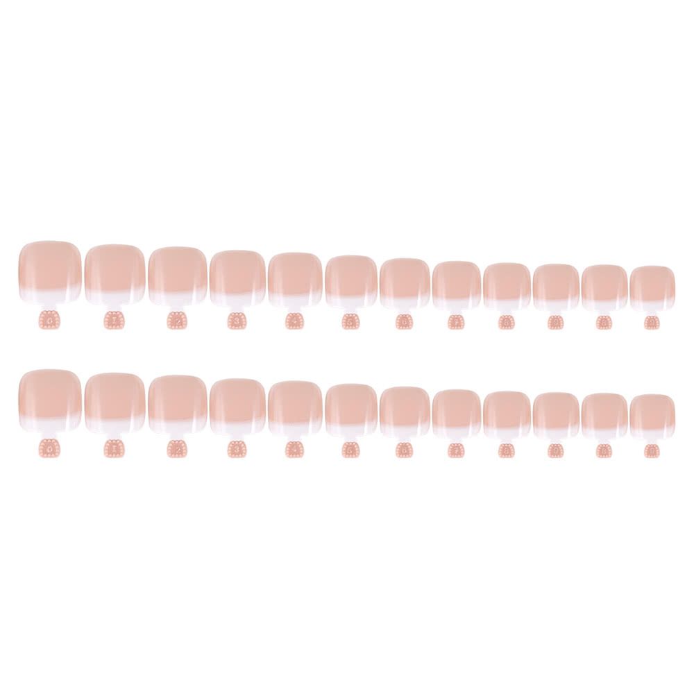 24Pcs False Toenail Tips Set French Full Cover Fake Toe Nail
