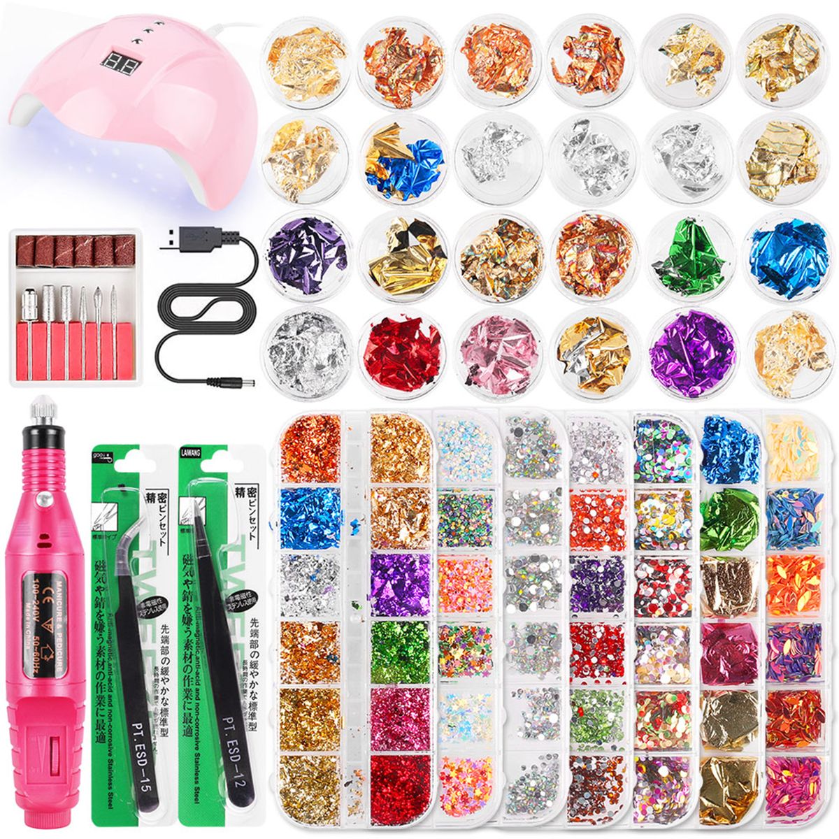 Nail Art Tools Set Nail Lamp Nail Drill Machine Foil Paper