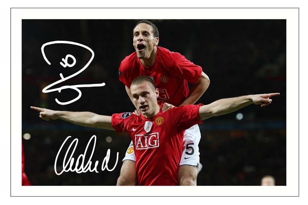 RIO FERDINAND & NEMANJA VIDIC Signed Autograph Photo Poster painting Print MANCHESTER UNITED