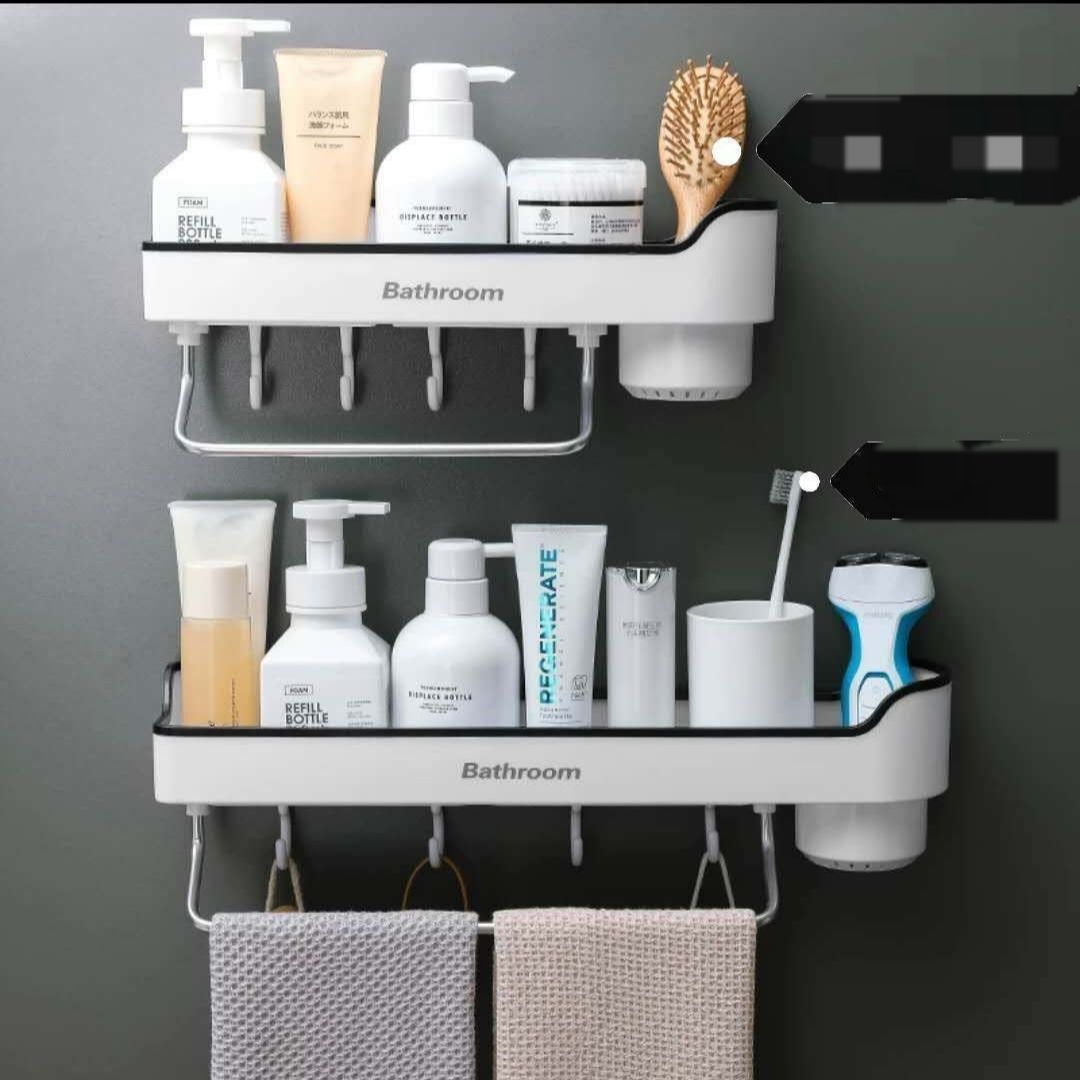 Punch-Free Storage Corner Rack Shelf Towel Hanger Hook-2pcs