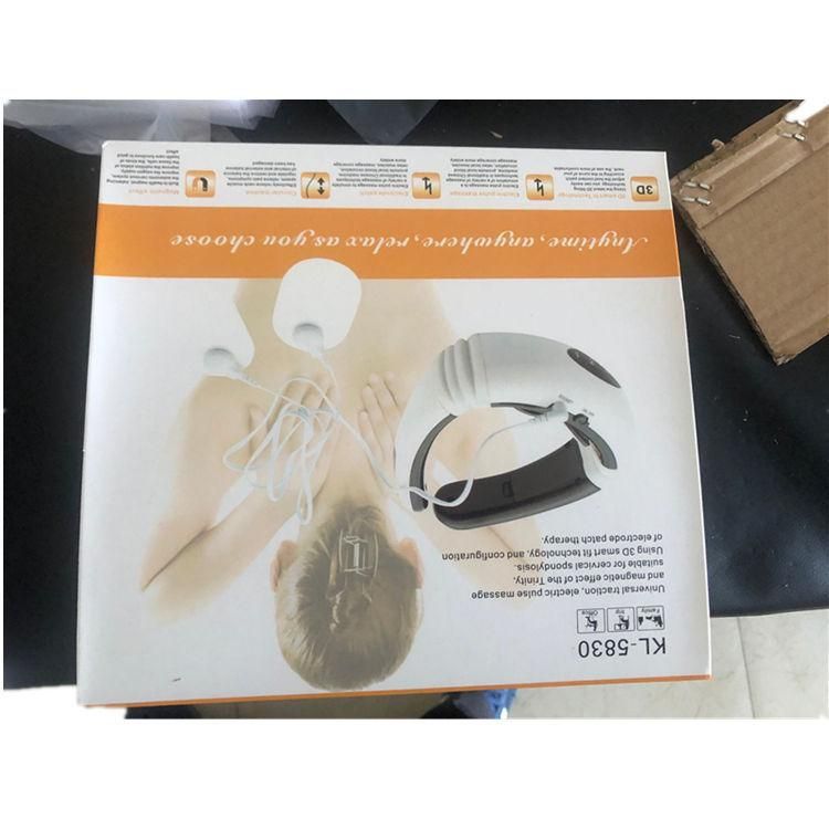 Cervical Massager Electromagnetic Shock Small Pulse Physiotherapy Instrument Multifunctional Neck Protector Intelligent Cervical Massager 5830 English battery White