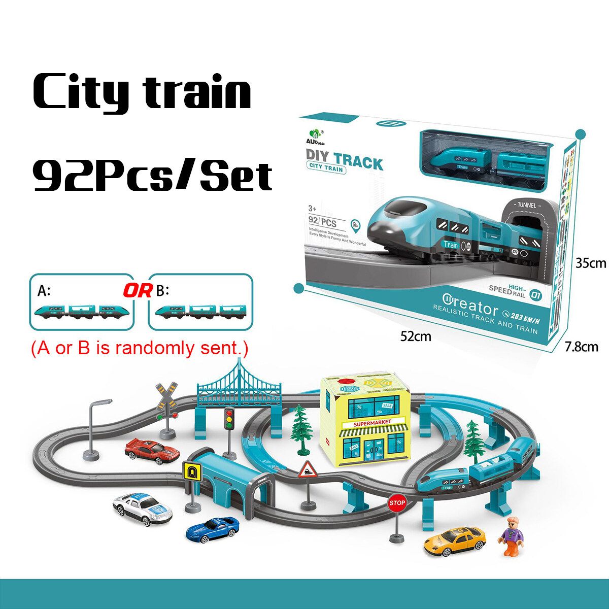 66/92PCS Electric Train Tracks Toy Set Rescue//Engineering/City Train City Train 92Pcs
