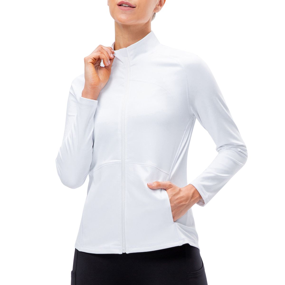 Women Sports Fleece Jacket Slim Fit Side Pockets Zipper