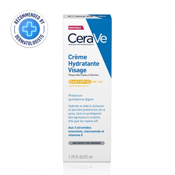 Facial Moisturizing Lotion Spf 50 For Normal To Dry Skin With 3 ceramides, Niacinamide & Vit E 52ml