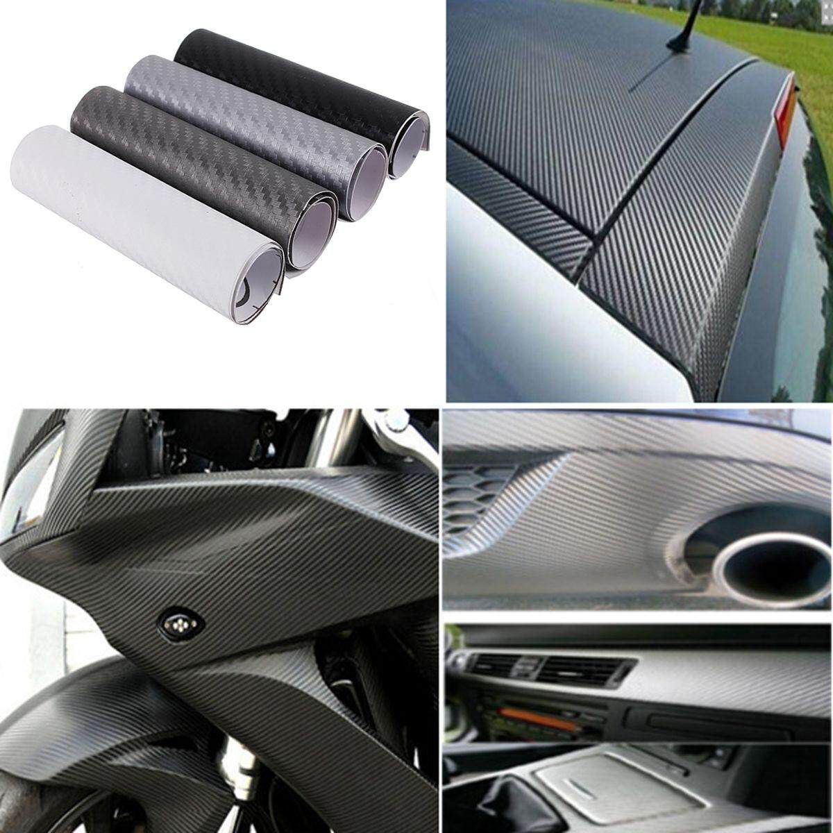 2 PCS 4"x8" 10x20cm 3D Carbon Fiber Vinyl Wrap Film Car Vehicle Sticker Sheet Roll (Gray)
