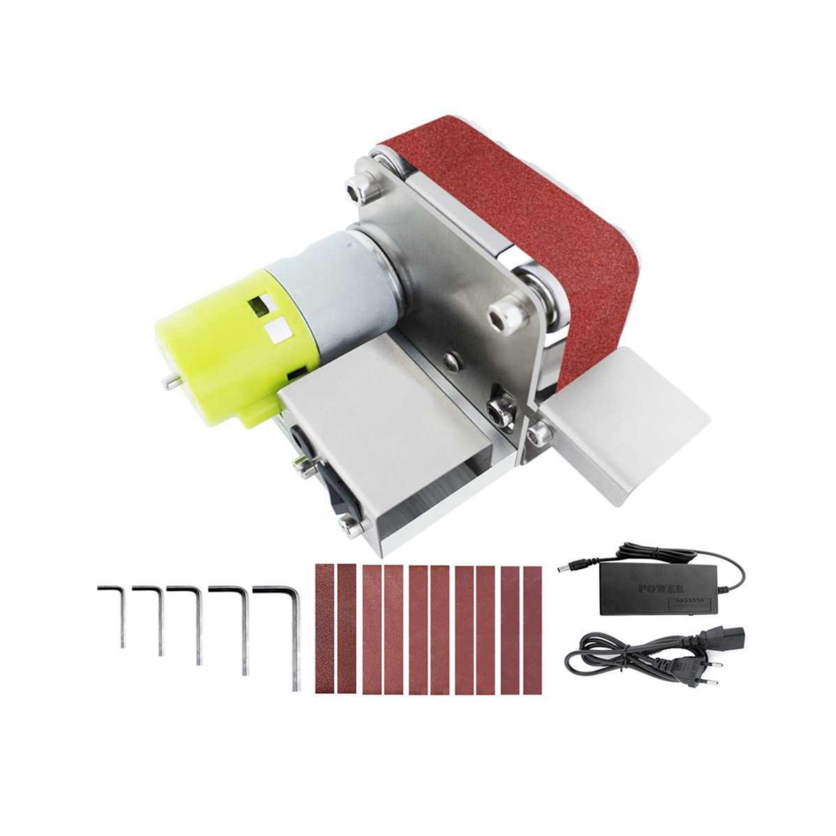 Mini Grinder 220V Electric Sanding Polishing Grinding Machine Belt Sander 7 Variable Speed for Polishing Wood EU Plug