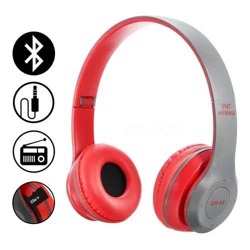 P47 Wireless Bluetooth Sports Headphones - Red - 300mAh