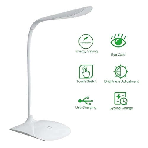 USB Rechargeable Eye Protection LED Lamp Desk Light - White