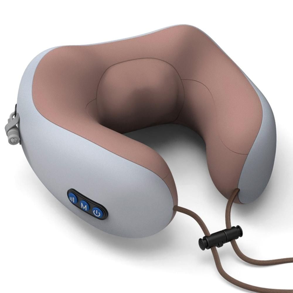 Multifunctional massage pillow shoulder cervical spine neck neck shoulder neck electric massager car neck protector manufacturer wholesale Brown Vibration