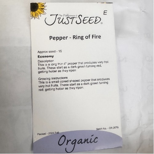Organic Pepper chilli Ring Of Fire Seeds - 15 Seeds
