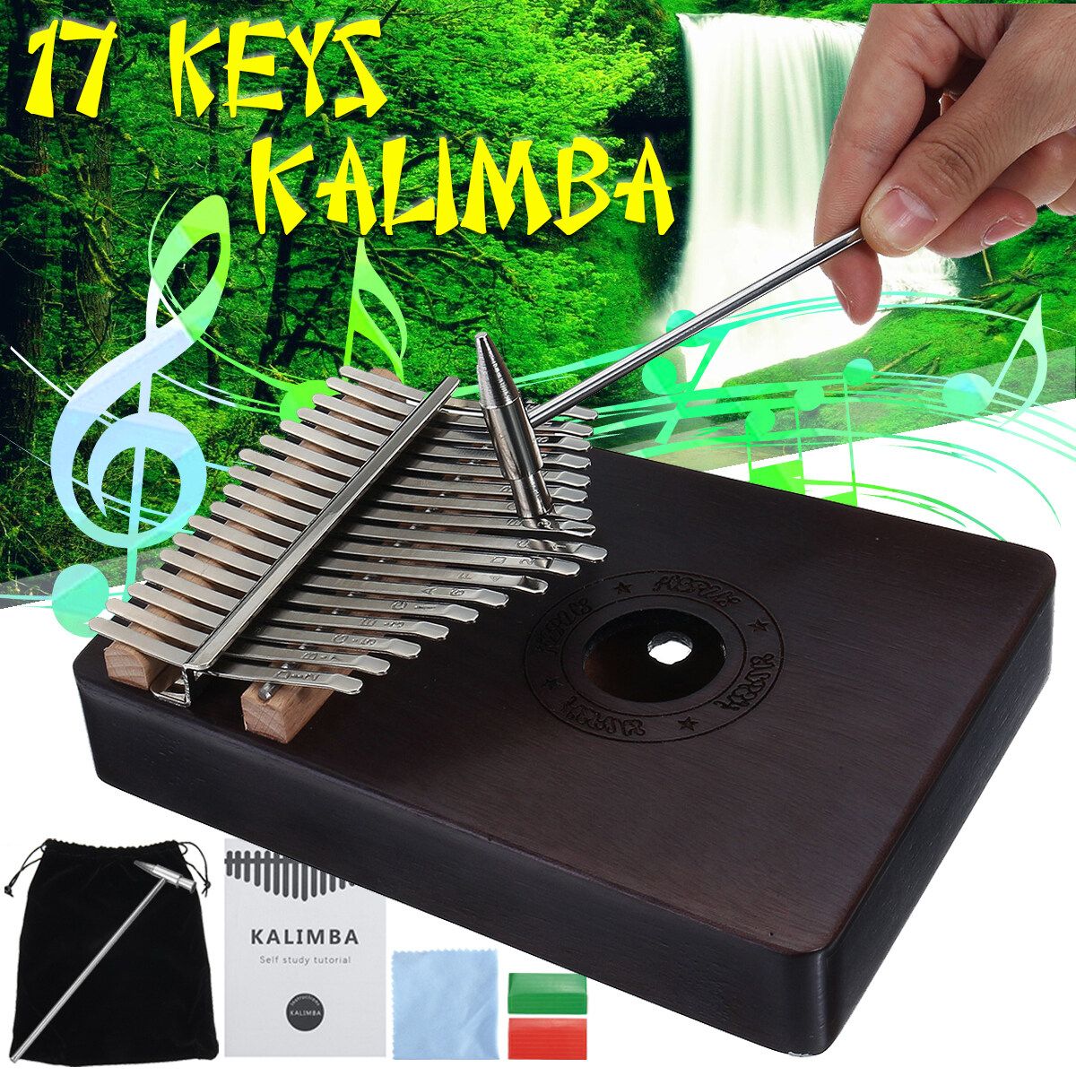 17 Key African Mahogany Wooden Finger Kalimba Piano Percussion Music Christmas Gifts