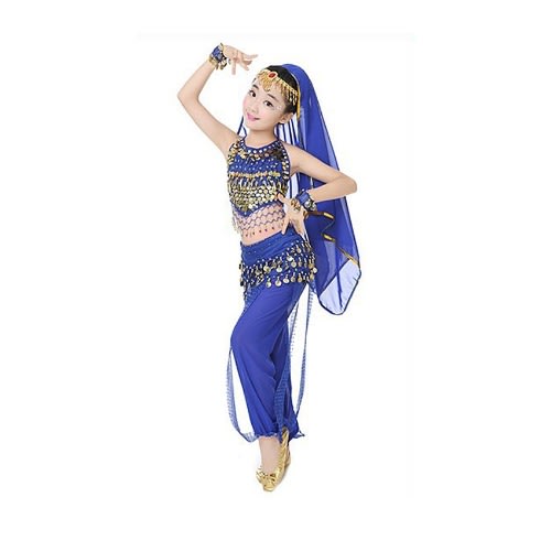 Belly Dance Indian Girl's Costume - Royal Blue