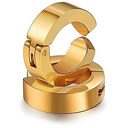 Men's Earring Non Piercing Huggie Gold
