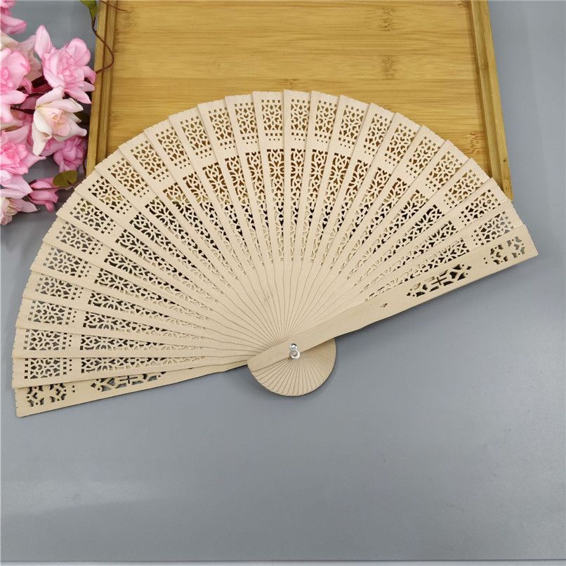 Fan Vintage Bamboo And Hand Fragrant 1pc Chinese Hand Folding Carved Fans Ventilador Mano De Favors #BL5 Gifts Held Wedding