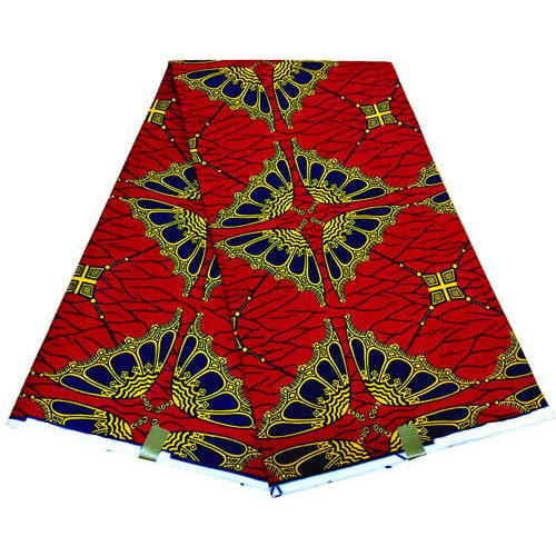 Ankara Wax Print Fabric - 6 Yards - Red Multi color
