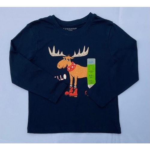 Reindeer Long Sleeve Top - Black