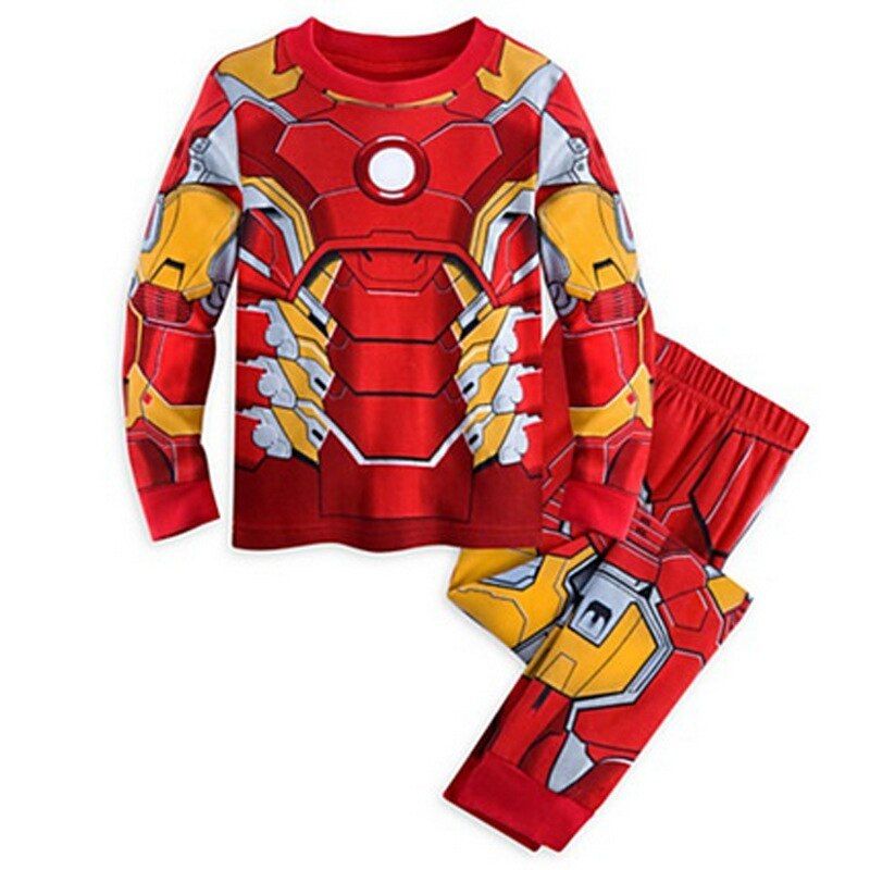 Baby Clothing Set For Boys Hulk Superhero Batman Iron Man Costume Spiderman Kids Pajamas Clothes Children Sleeping Clothing Sets WT(#Red)