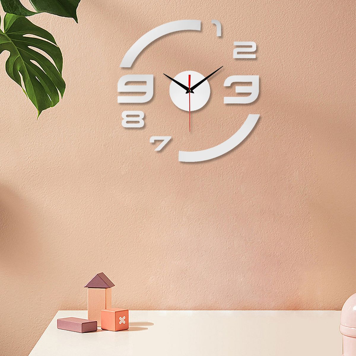 Wall Clock Hole-free Wall Clock In Living Room Silver