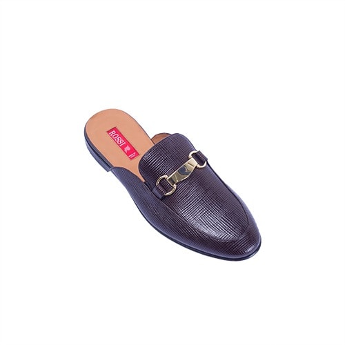 Stamped Leather Skin Half Shoe- Brown