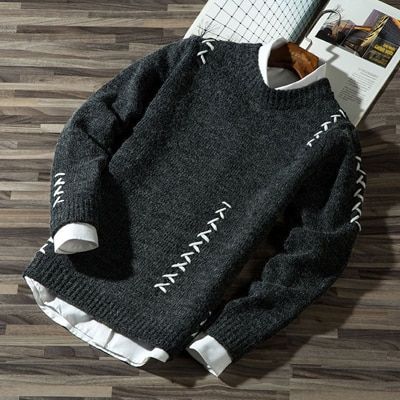 Spring Autumn Mens Sweater Casual Wool Pullover Jumper