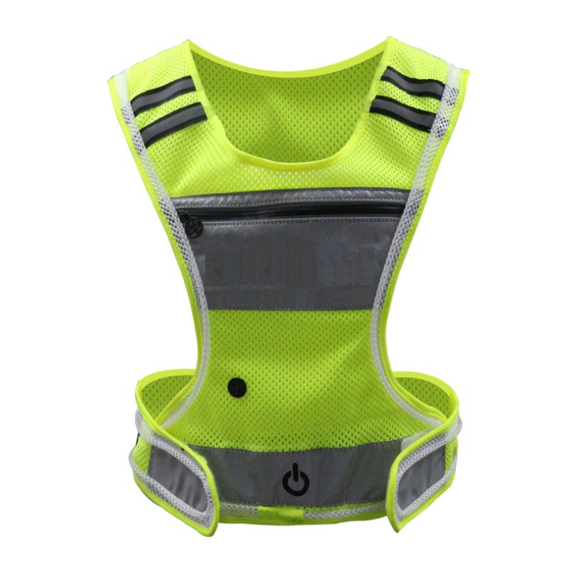 LED Reflective Vest Running Gear With  USB-Green