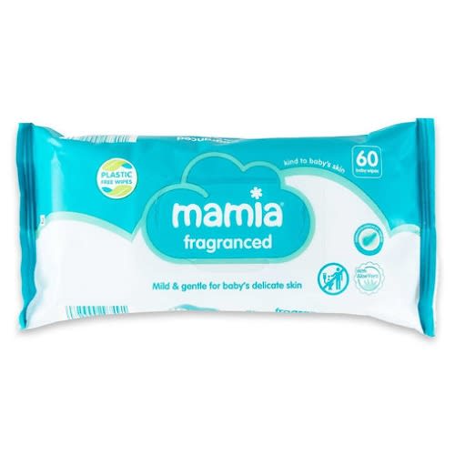 Mamia Fragranced Baby Wipes, 60-pack