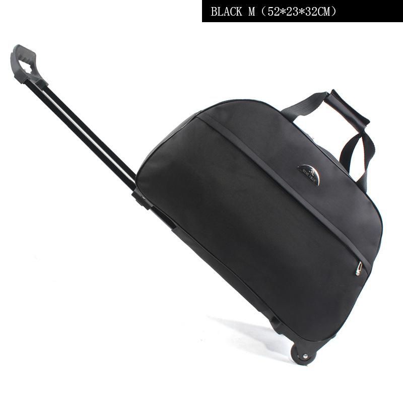 Women Men travel bag on wheels Rolling luggage bag Trolley Duffle Carry On bag with Pull rod